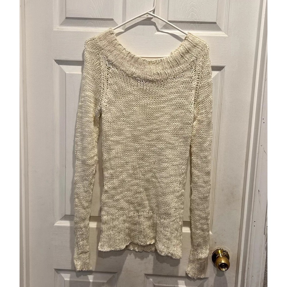 VTG Unionbay Womens Cream Loose Knit Long Sleeve Ramie Blend Sweater Size Large